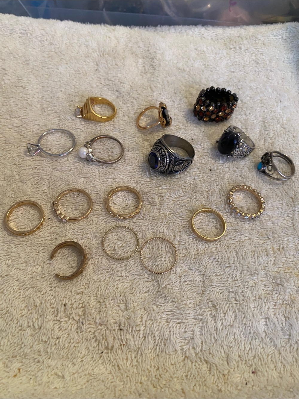 Women’s Mixed Metal Stackable Ring Set in Gold, Silver and Black Accents